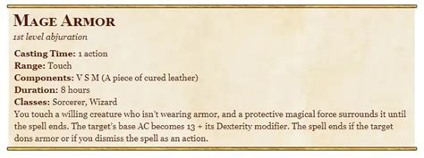 mage armor 5e spell.